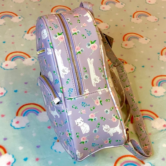 SOLD Under One Sky Cats Kittens Rosebuds Mini Backpack - Picture 11 of 15